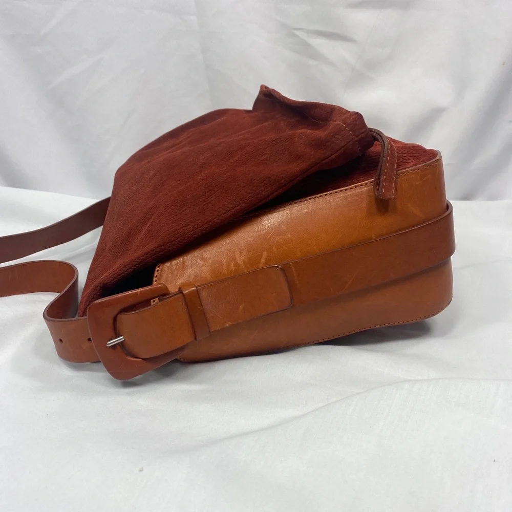Maison Martin Margiela Burgundy Cognac Leather Messenger Bag Adjustable Shoulder